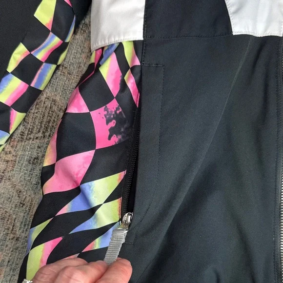 SPYDER Lola Ski Snowboarding Jacket Black & White with Colorful Accents - kid 12 - Picture 9 of 16